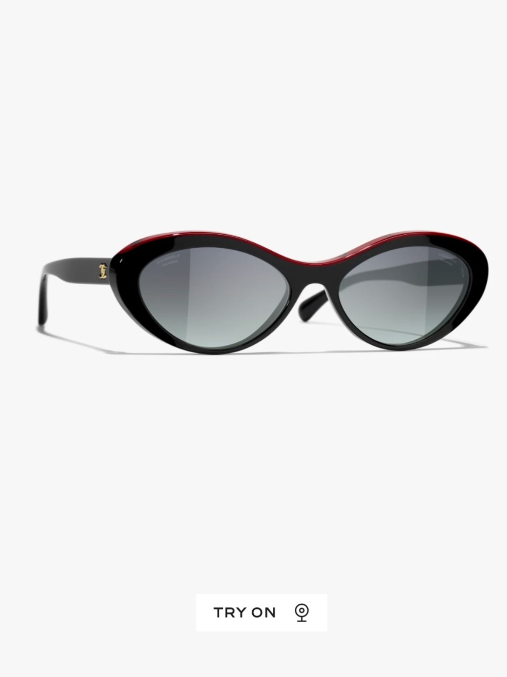 Chanel oval sunglasses black and red